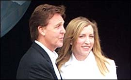 Macca: With wife Heather arrive in Sheffield